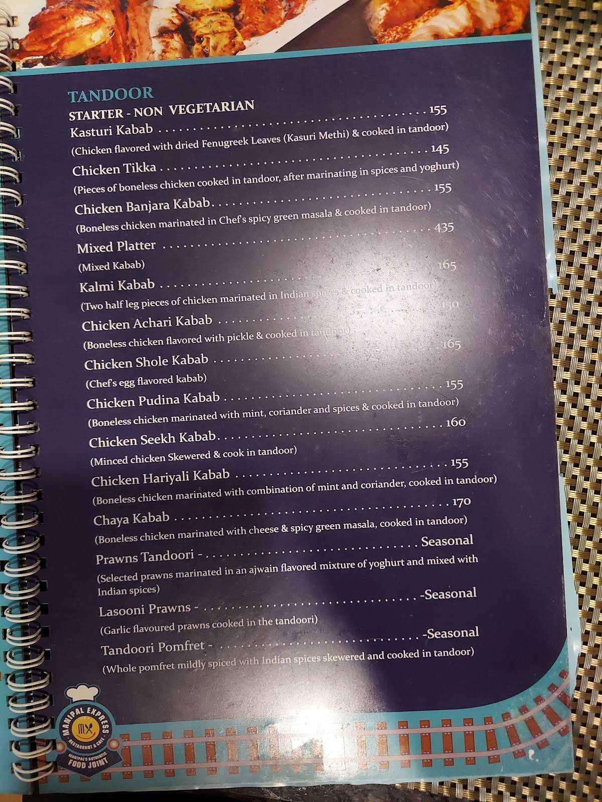 Manipal Express menu
