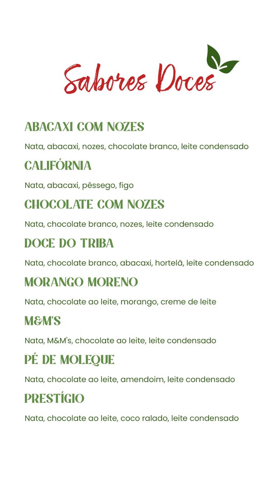 Manjericão Pizzas Delivery cardápio