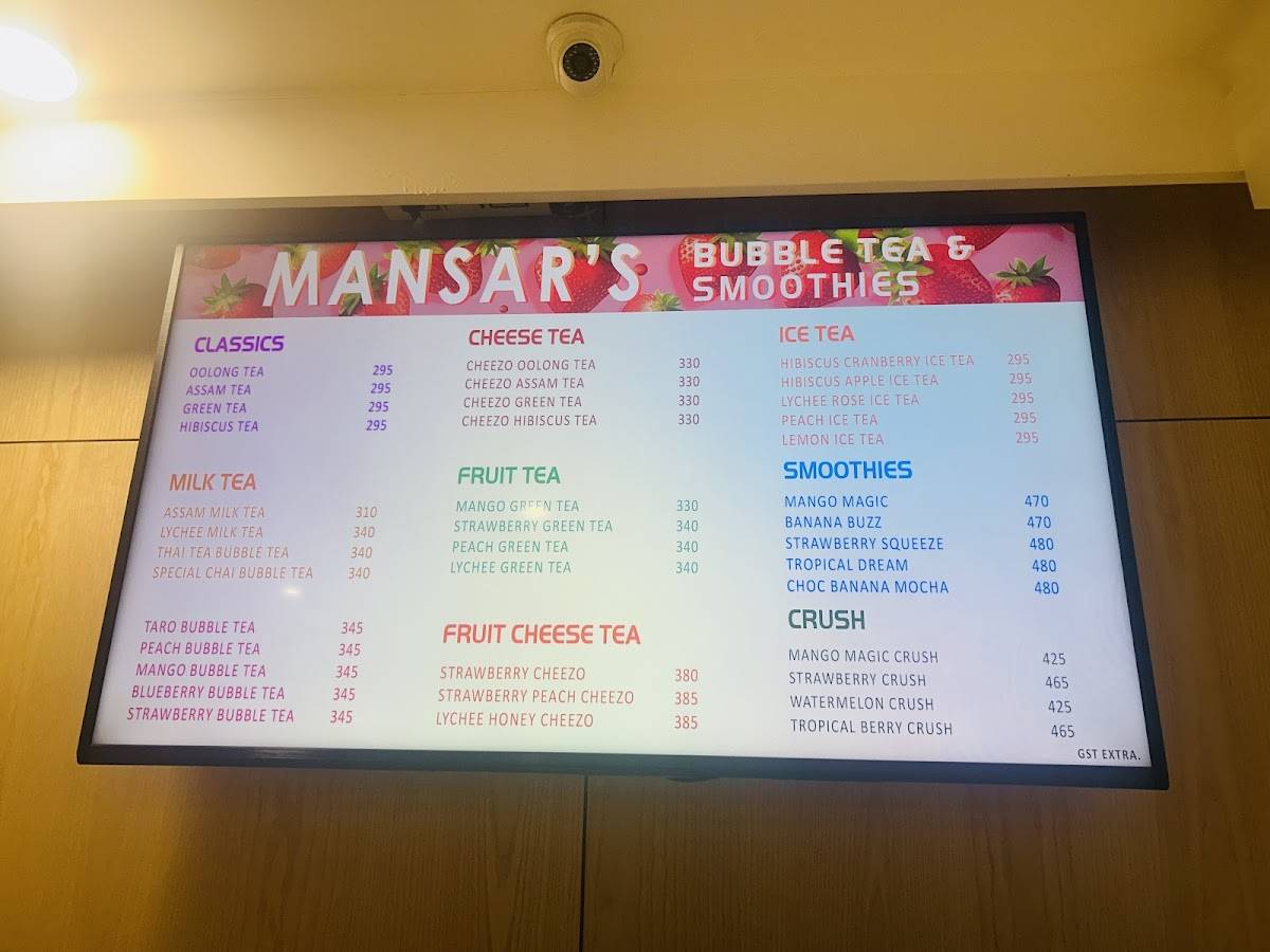 Mansar Coffee menu