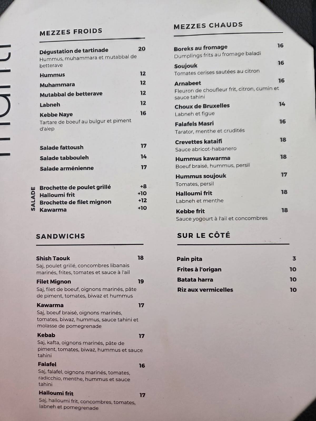 Menu de Manti