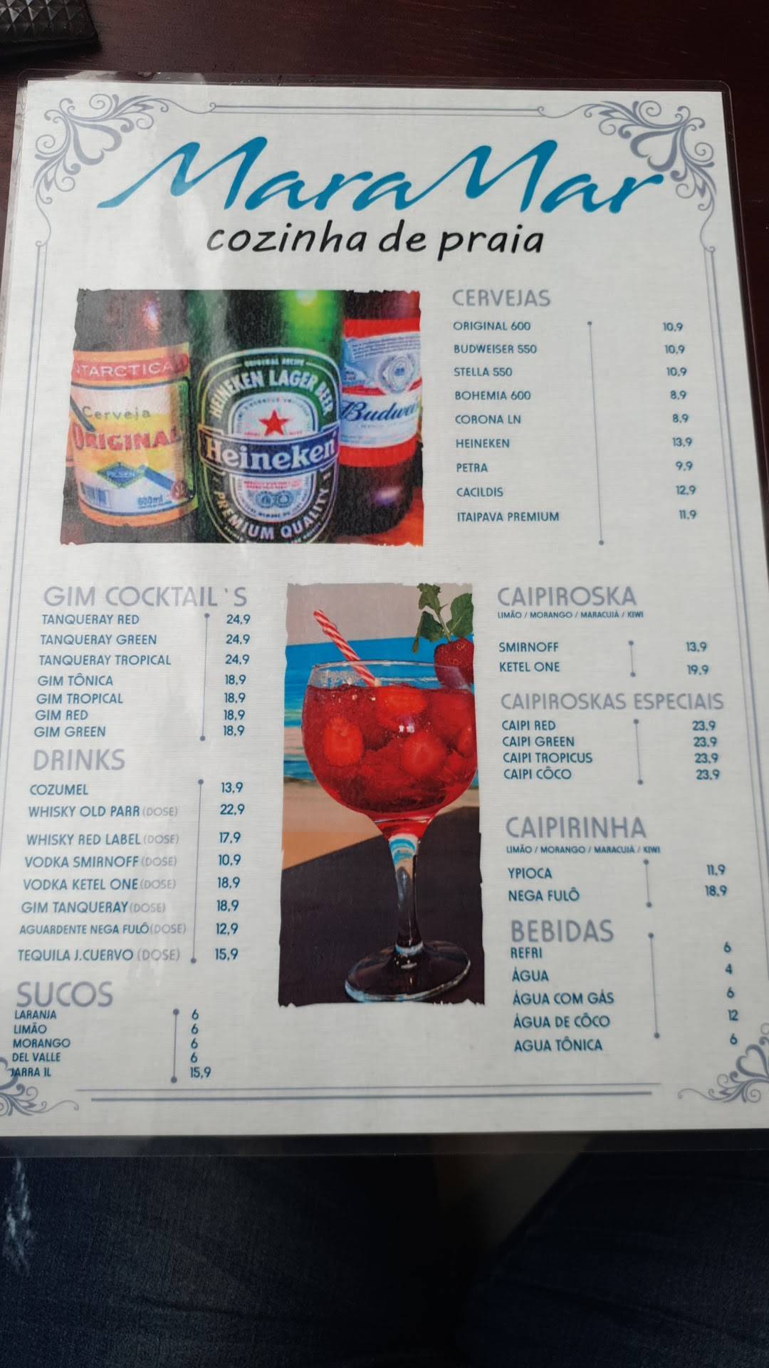 Maramar cardápio