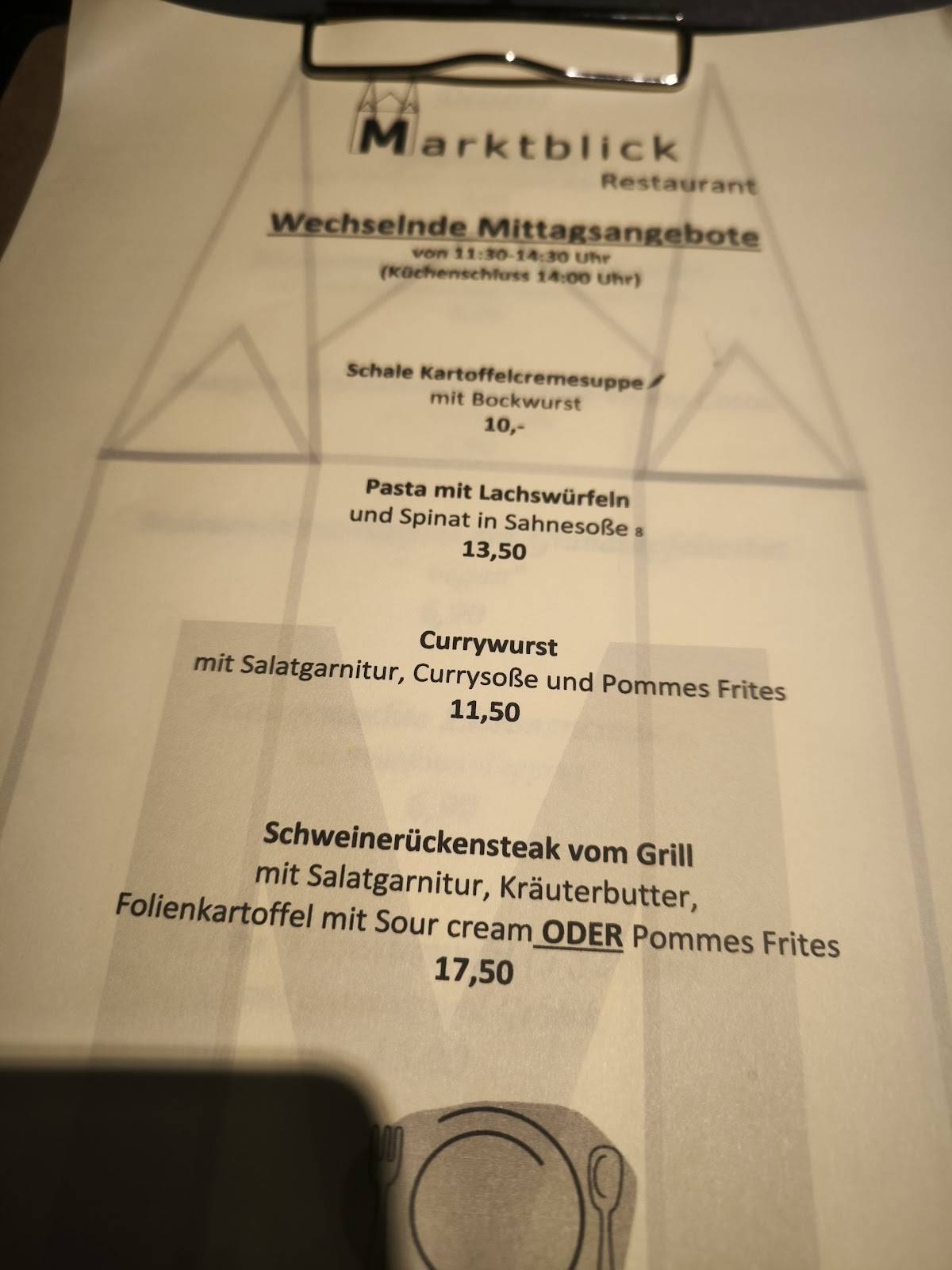Menu de Marktblick Restaurant