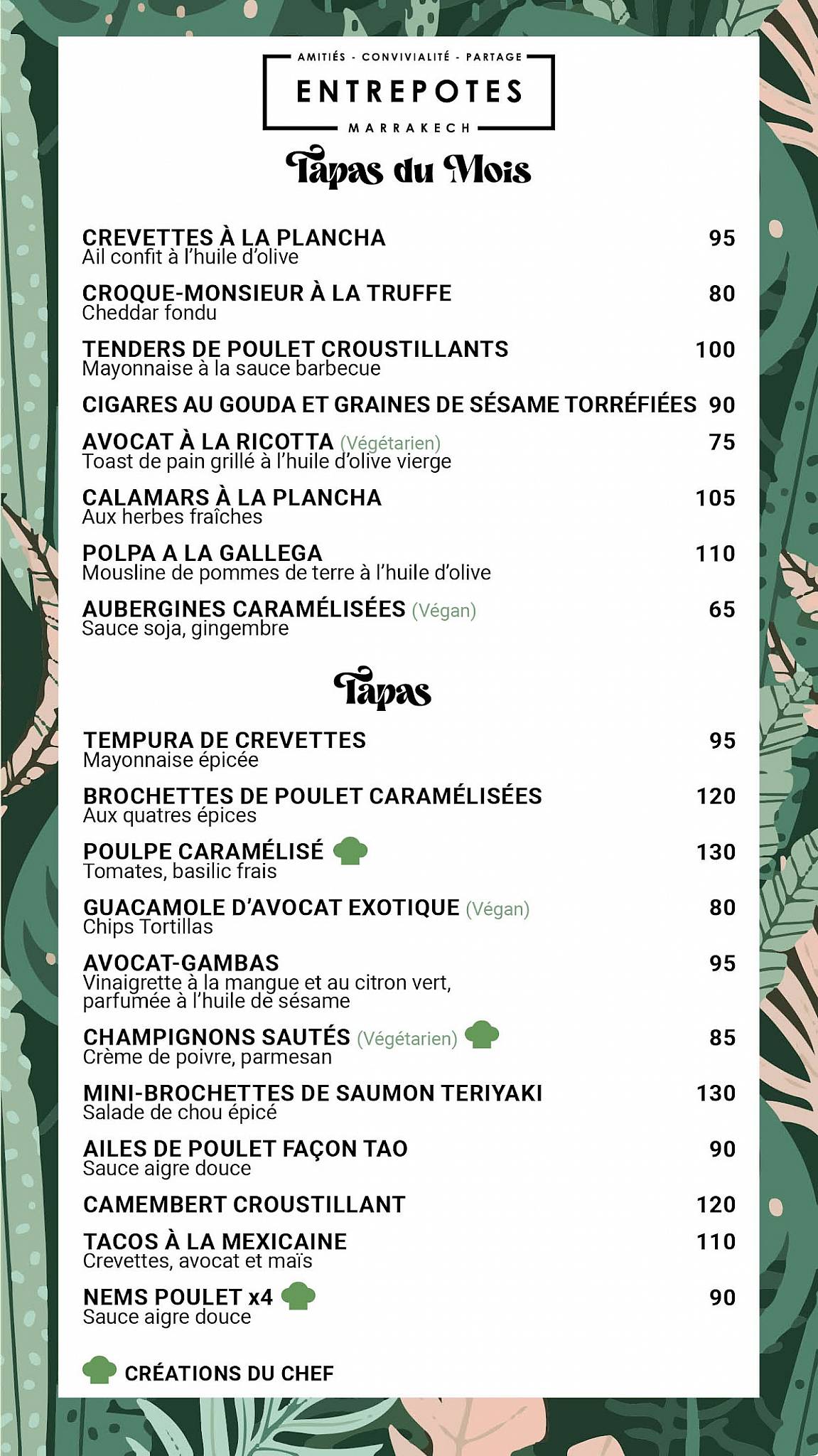 Menu de Entrepotes