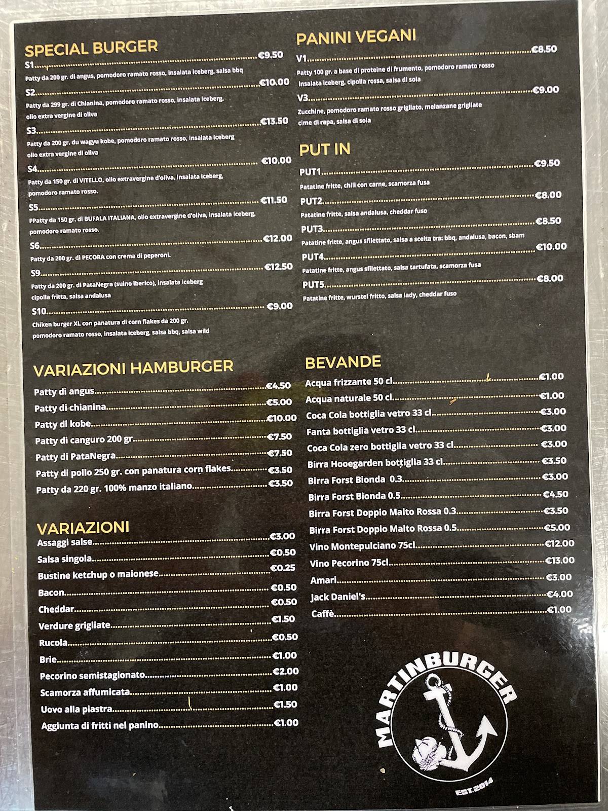 Menu di Martinburger 
