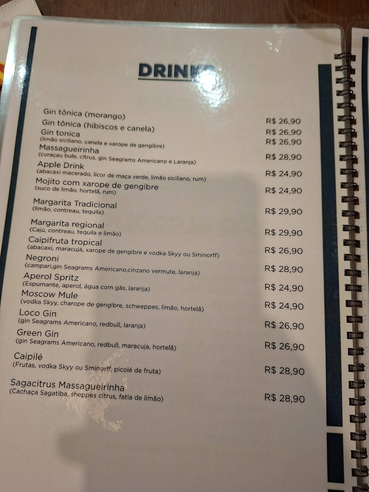 Massagueirinha Ponta Verde cardápio