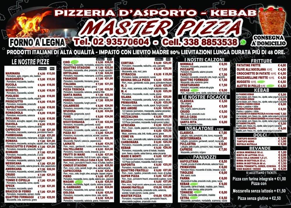 Menu di Master Pizza di Lainate - piatti e bevande