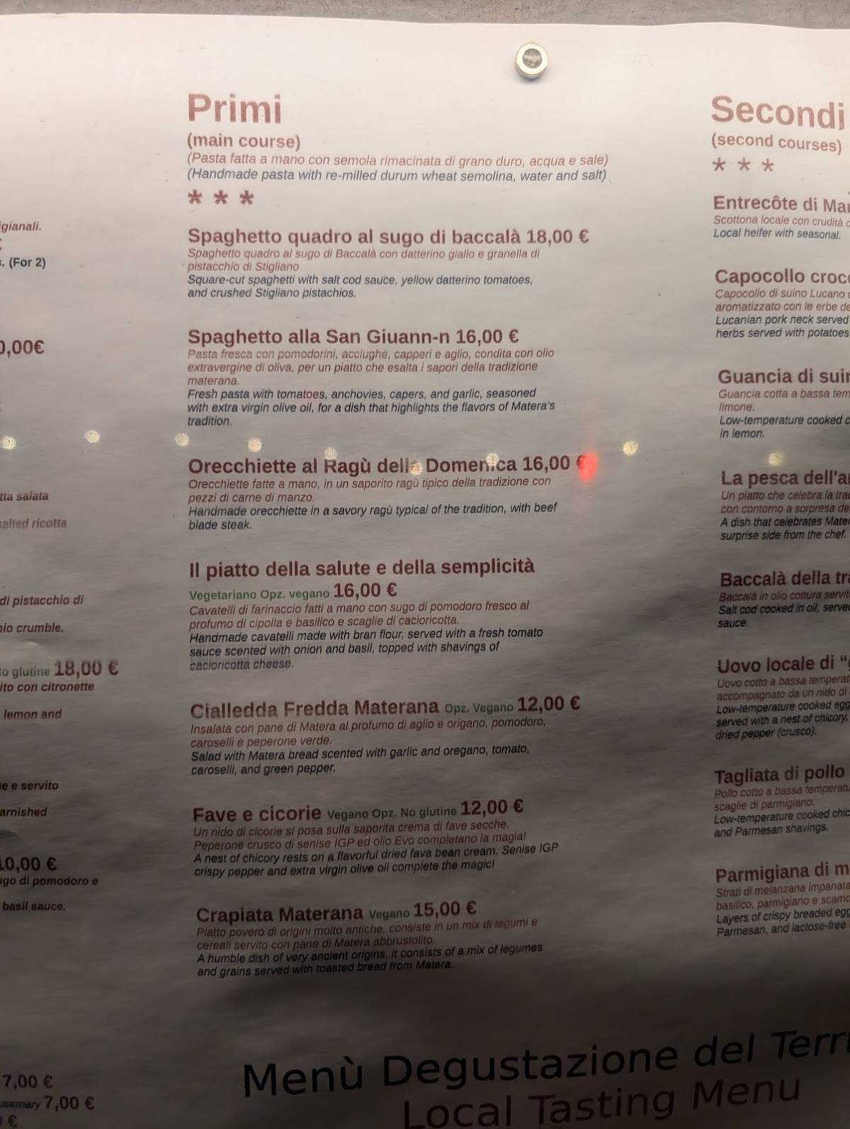 Menu di La Lopa 
