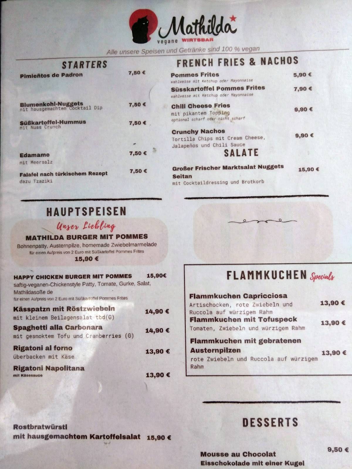 Menu de Mathilda