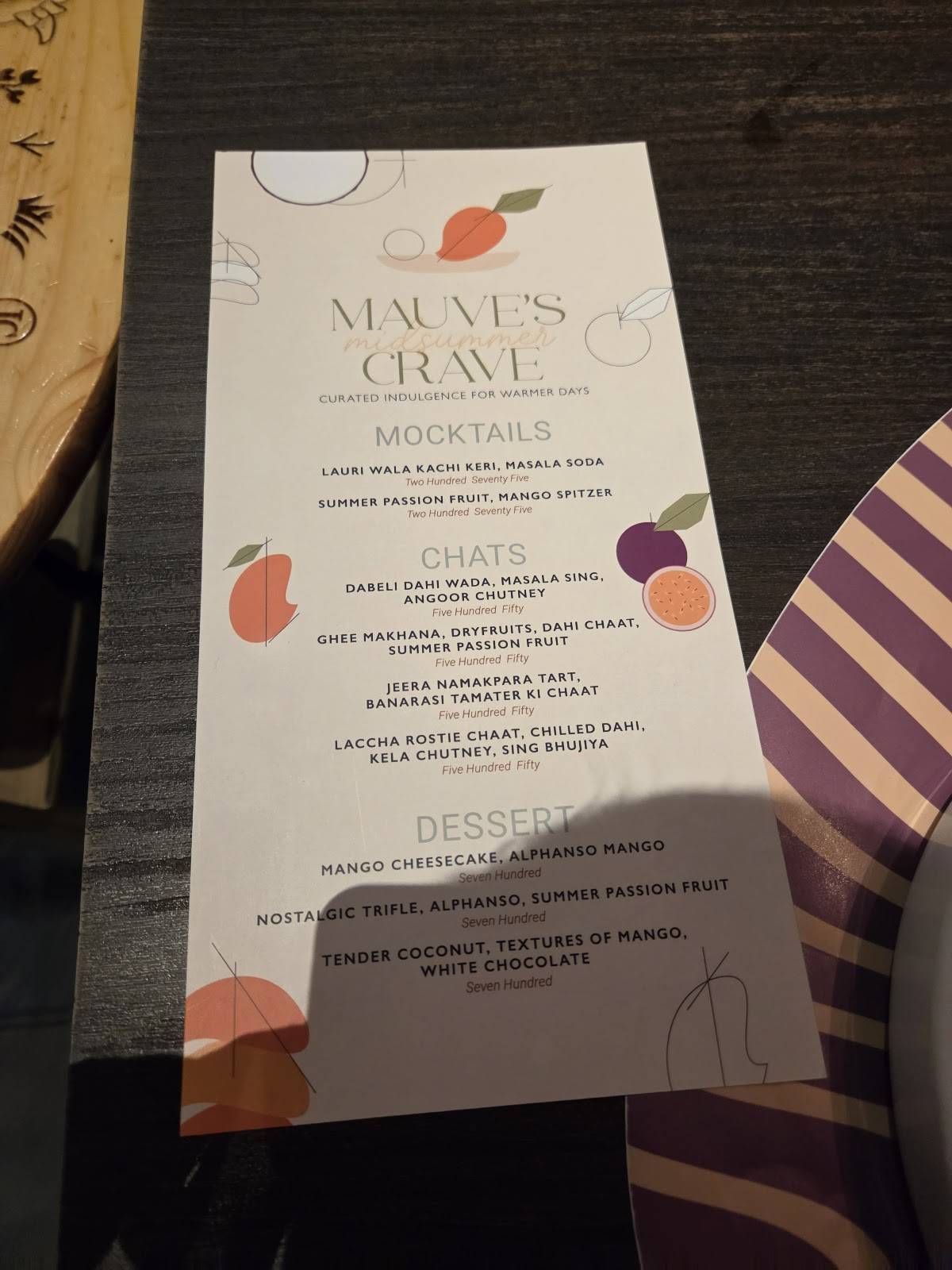 Mauve menu