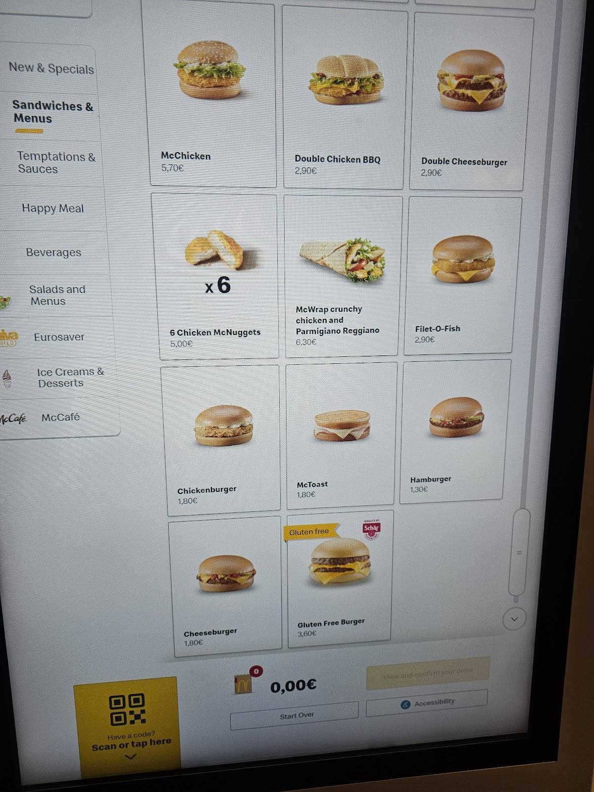 Menu di McDonald's Collesalvetti 