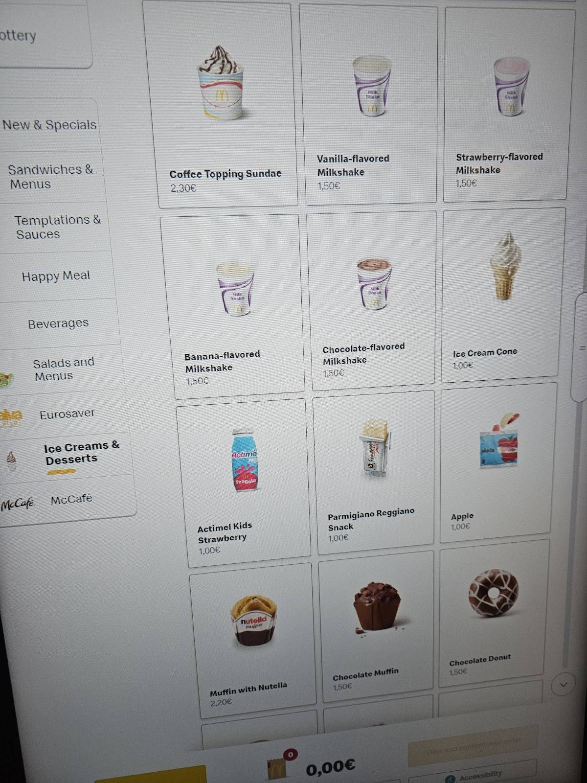 Menu di McDonald's Collesalvetti 