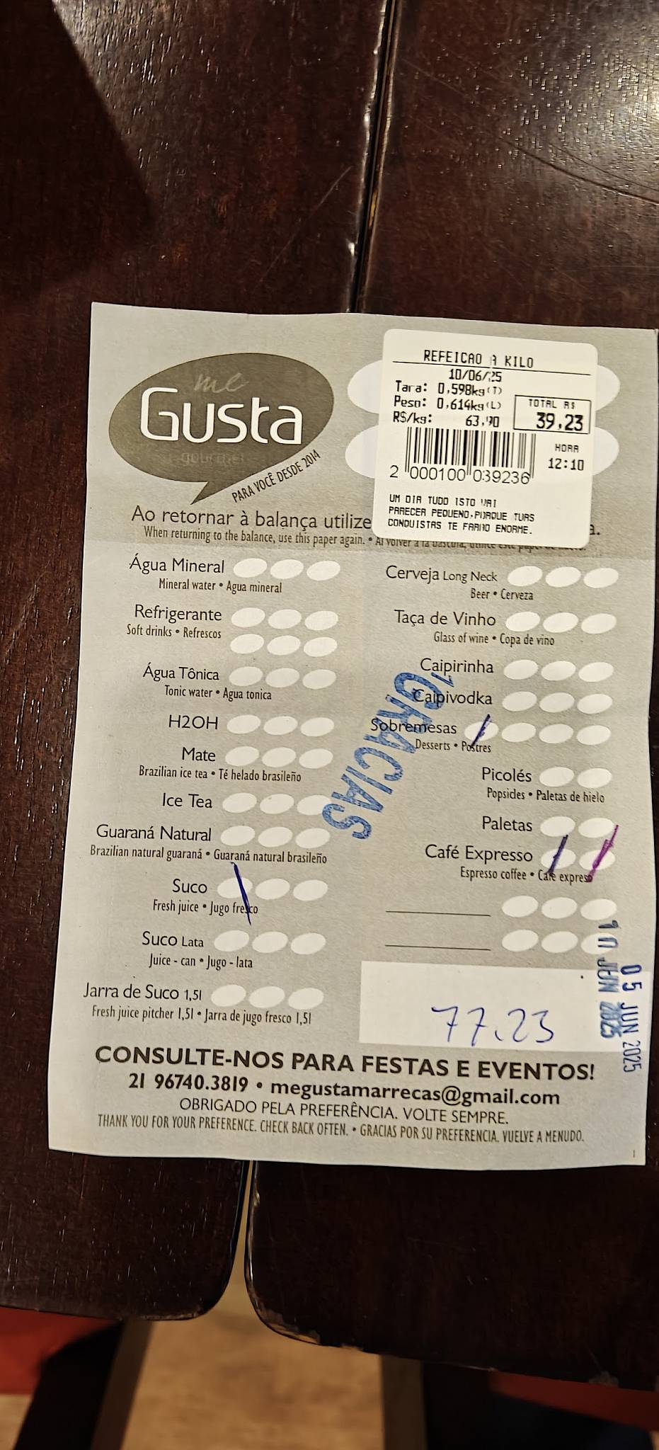 Me Gusta Gourmet cardápio