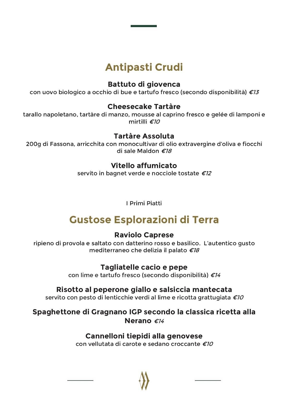 Menu di Meatin - Ristorante contemporaneo di terra 