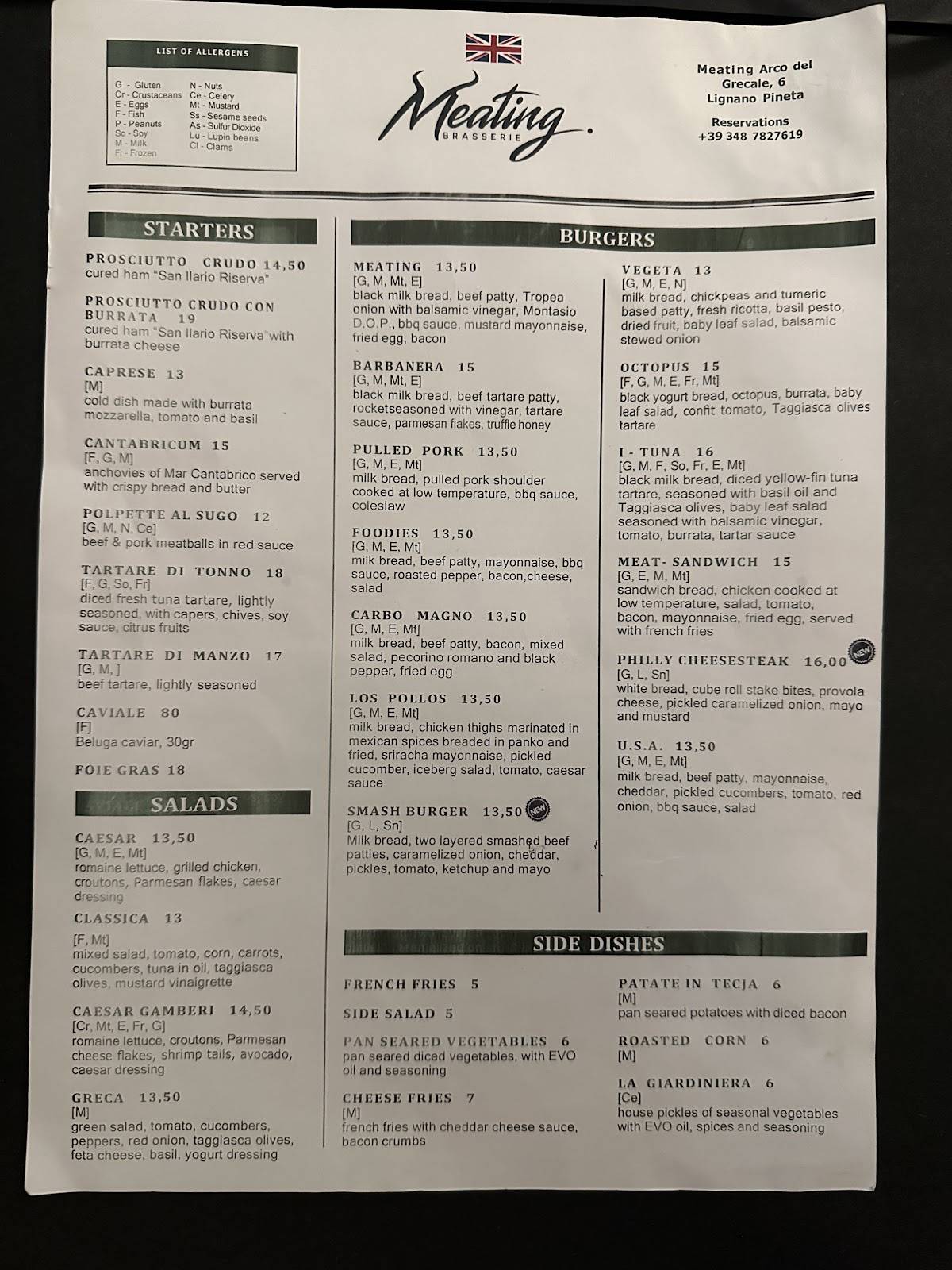 Menu di Meating Brasserie 