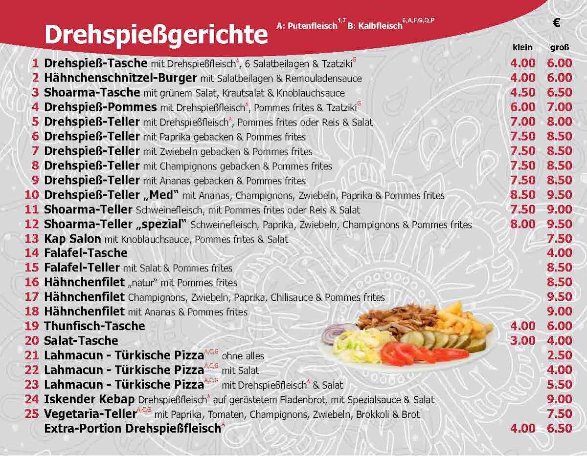 Speisekarte von Med Kebaphaus Gangelt pub & Bar, Gangelt