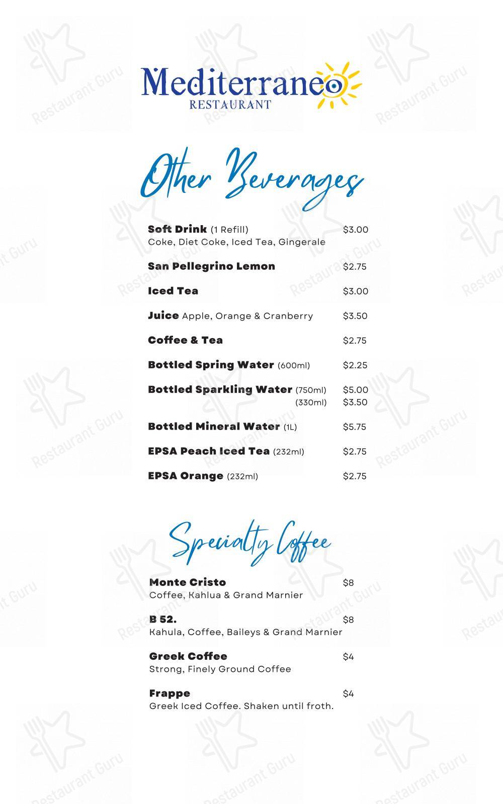 Menu bar pour Mediterraneo Greek Family Restaurant dans Waterloo