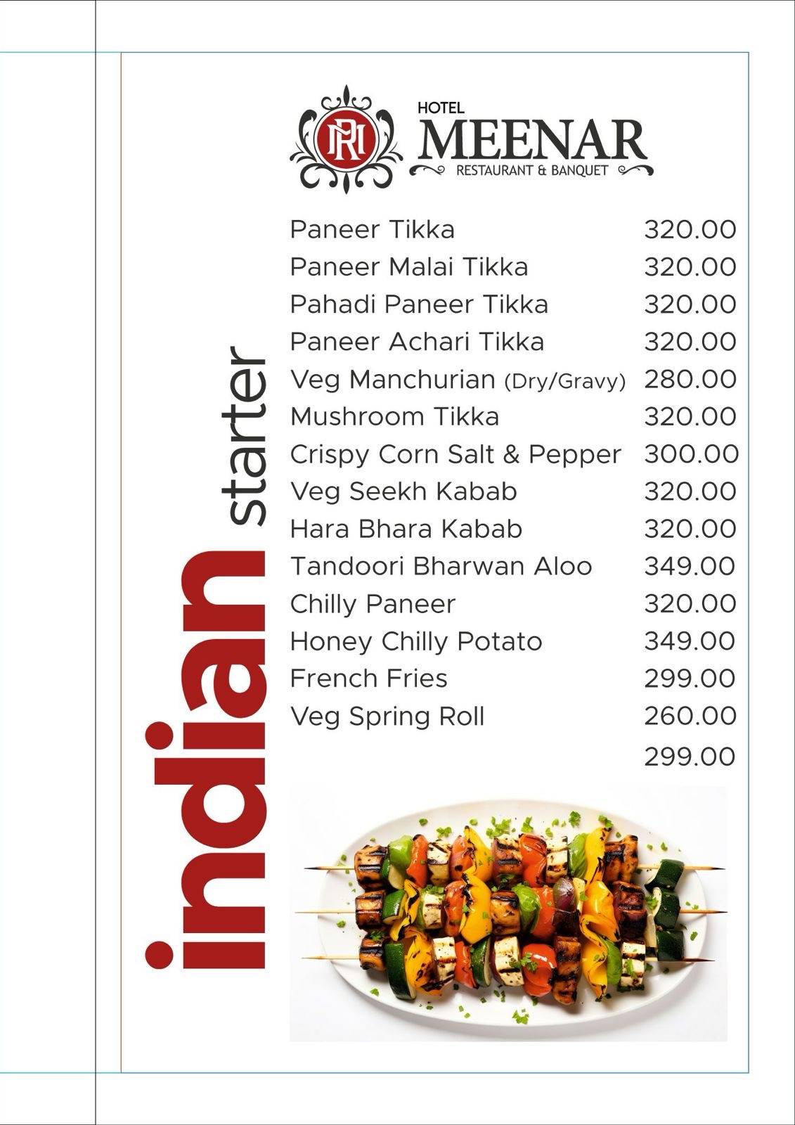 Meenar Hotel, Restaurant & Banquet menu