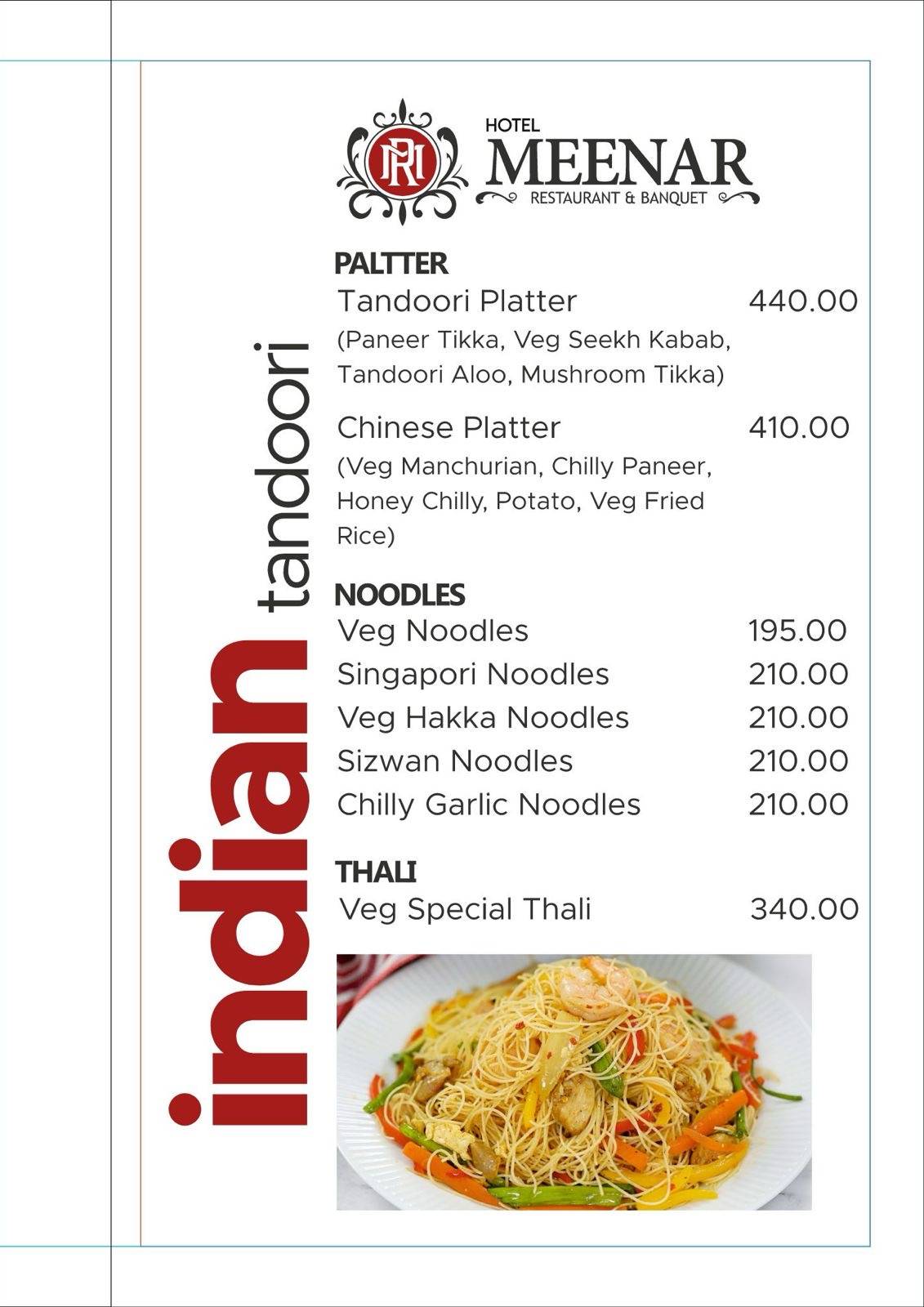 Meenar Hotel, Restaurant & Banquet menu