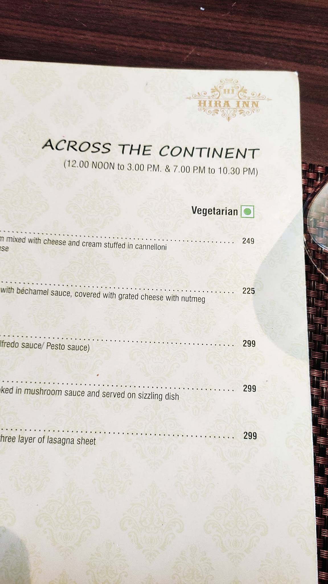 Mehfil Restaurant menu