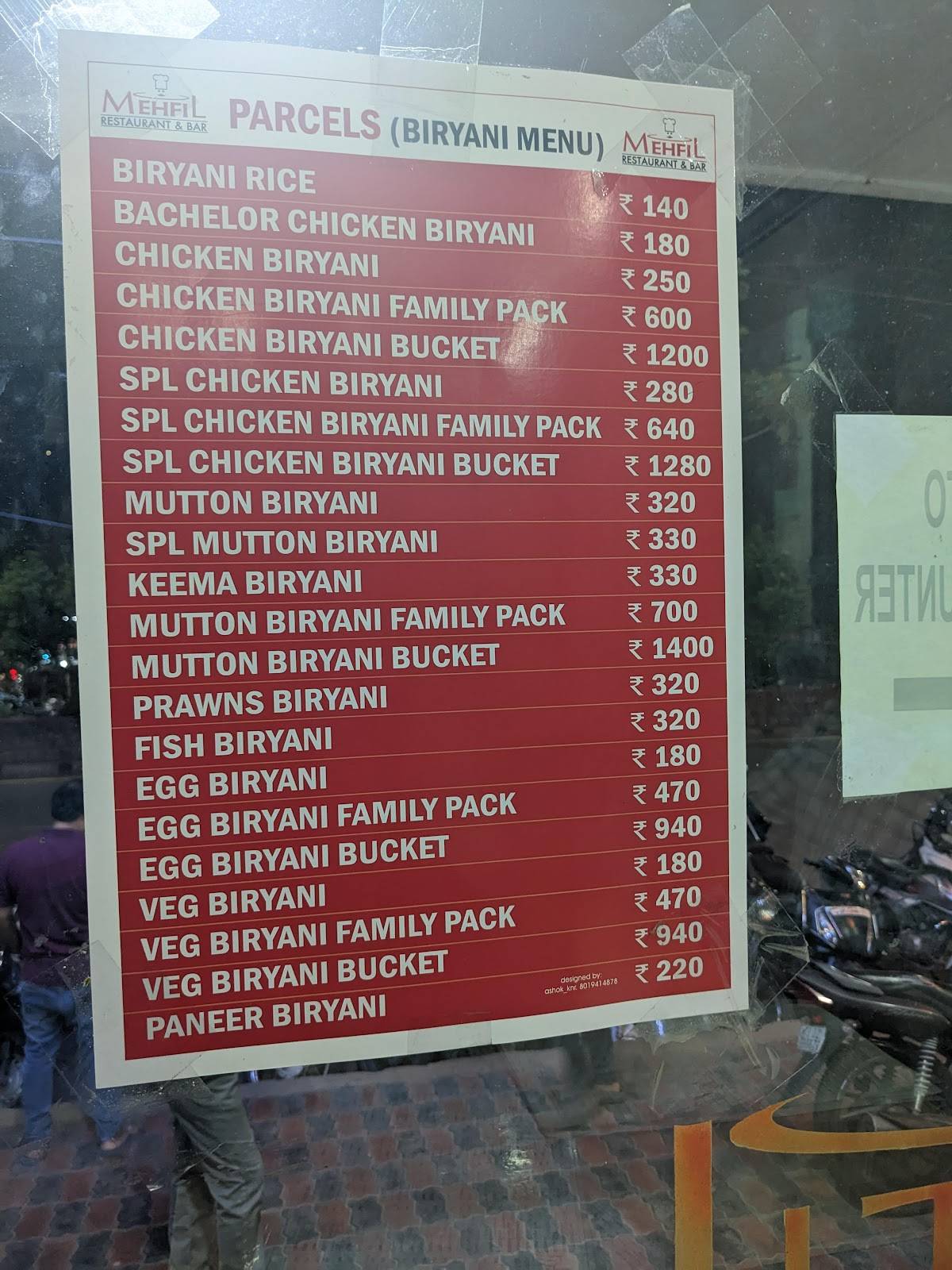 Mehfil Restaurant And Bar menu