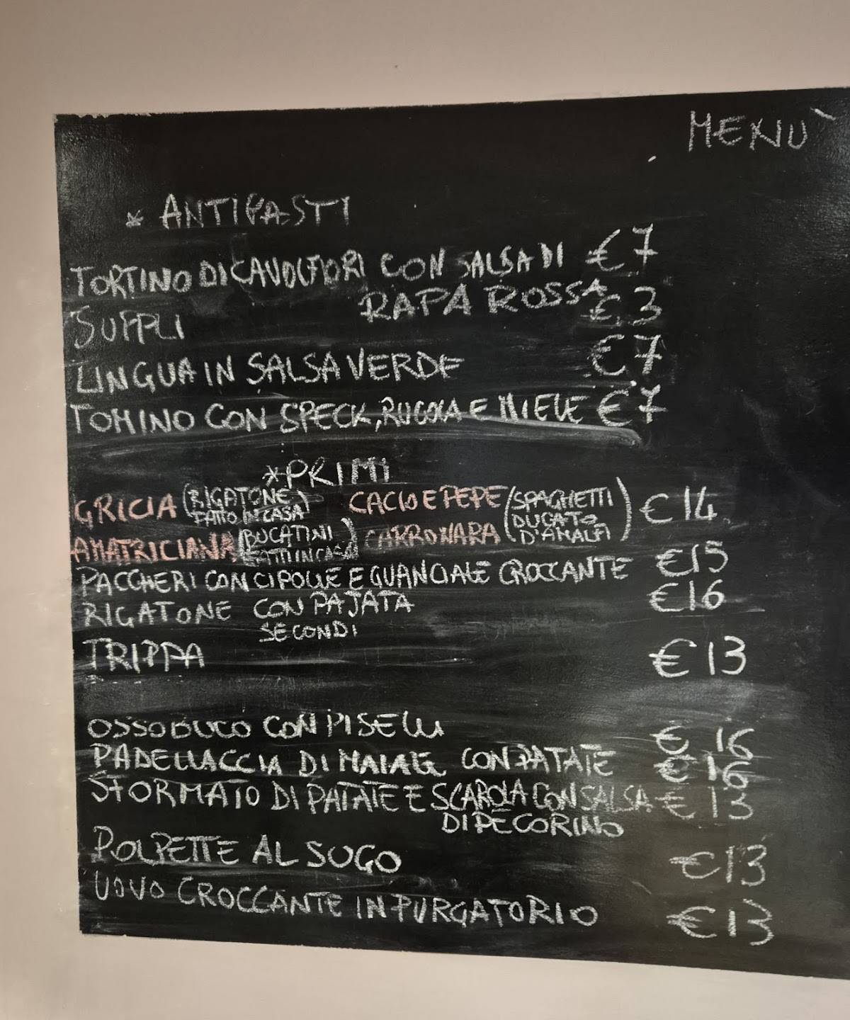 Menu di Memè Hosteria 
