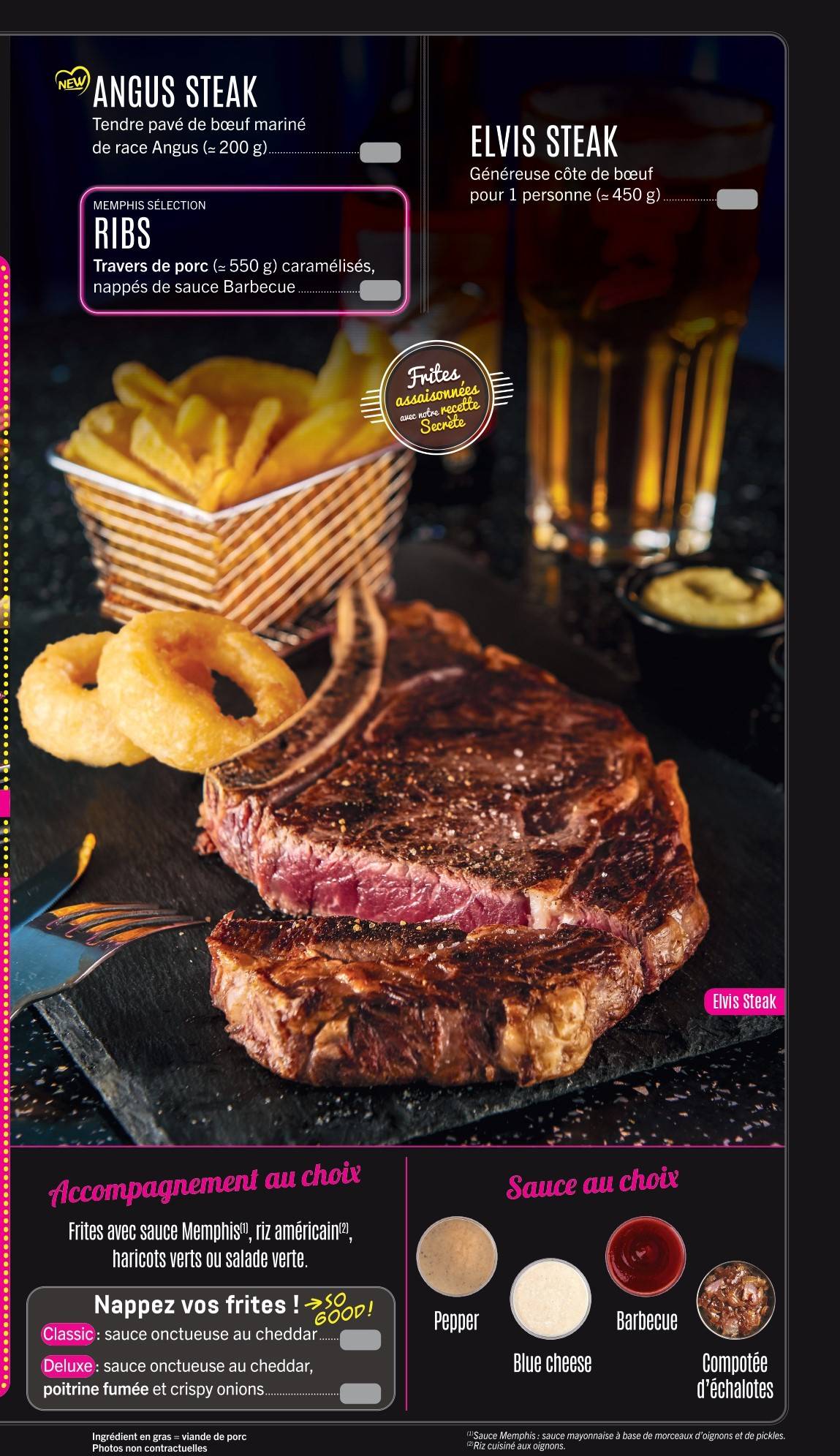 Menu de Memphis - Restaurant Diner