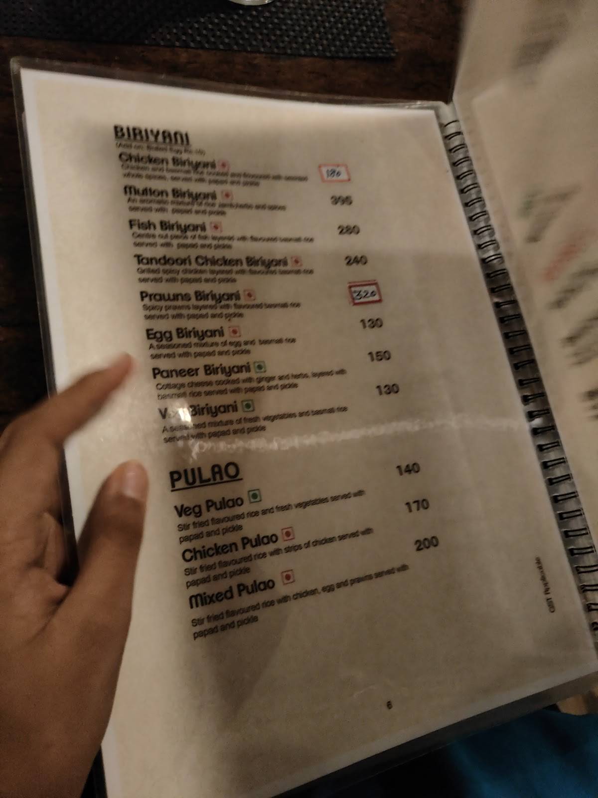 Menani Restaurant menu