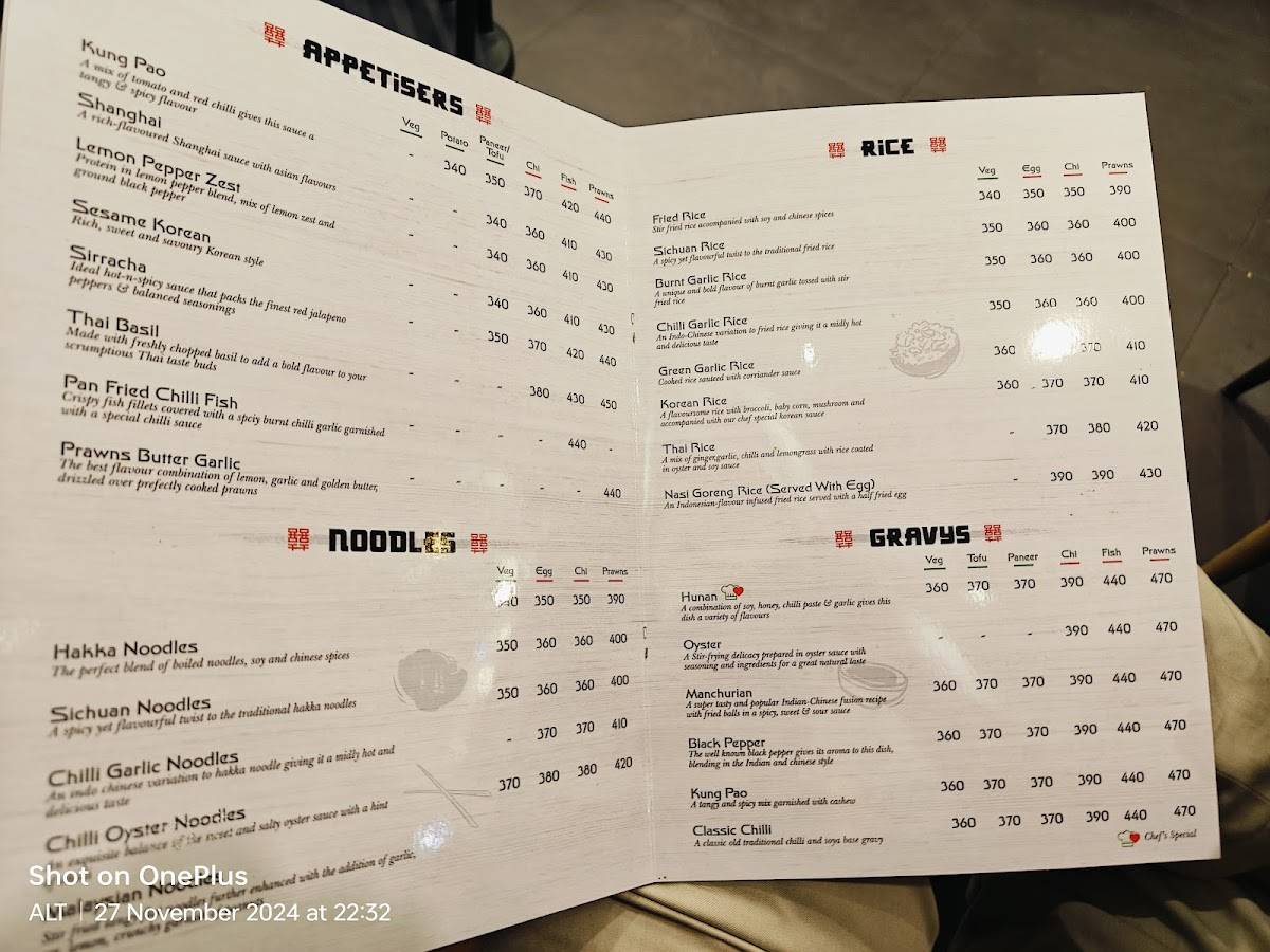 Meraki Chinese menu