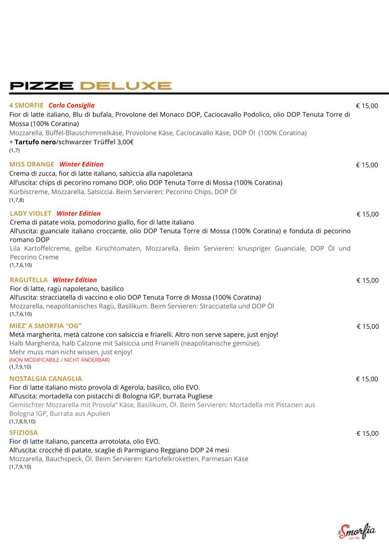 Menu di La Smorfia Merano 