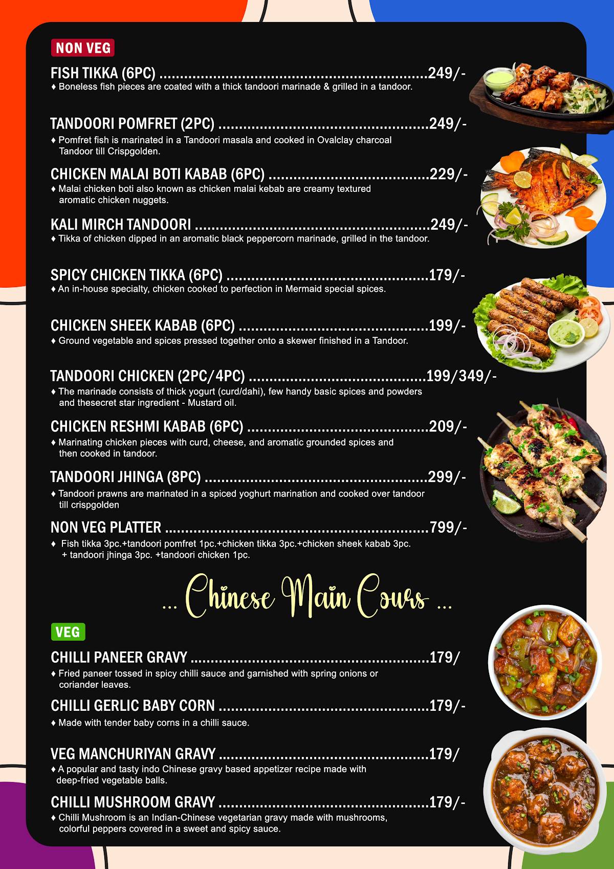 Mermaid Restaurant menu