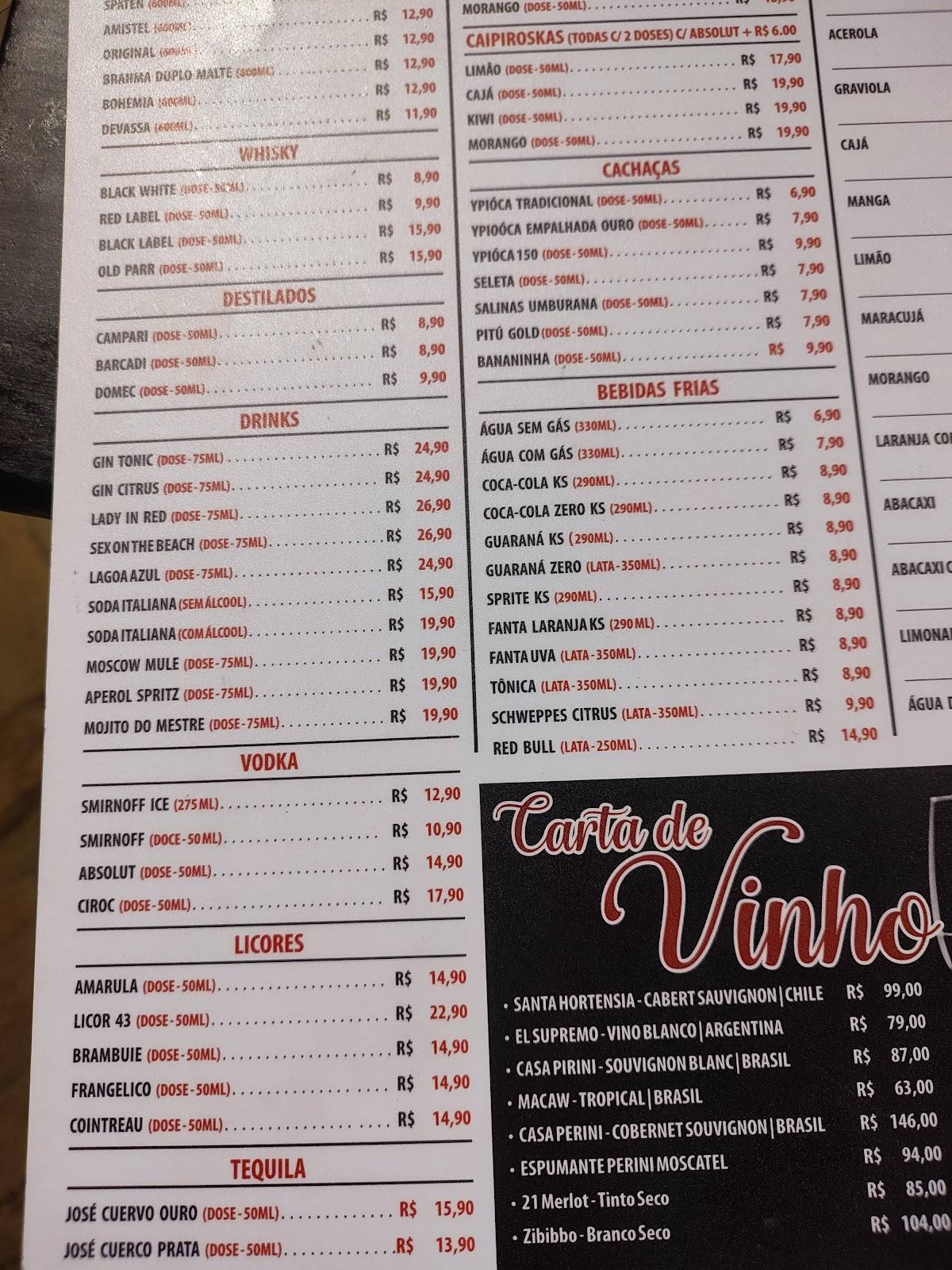 Mestre da Parrilla cardápio