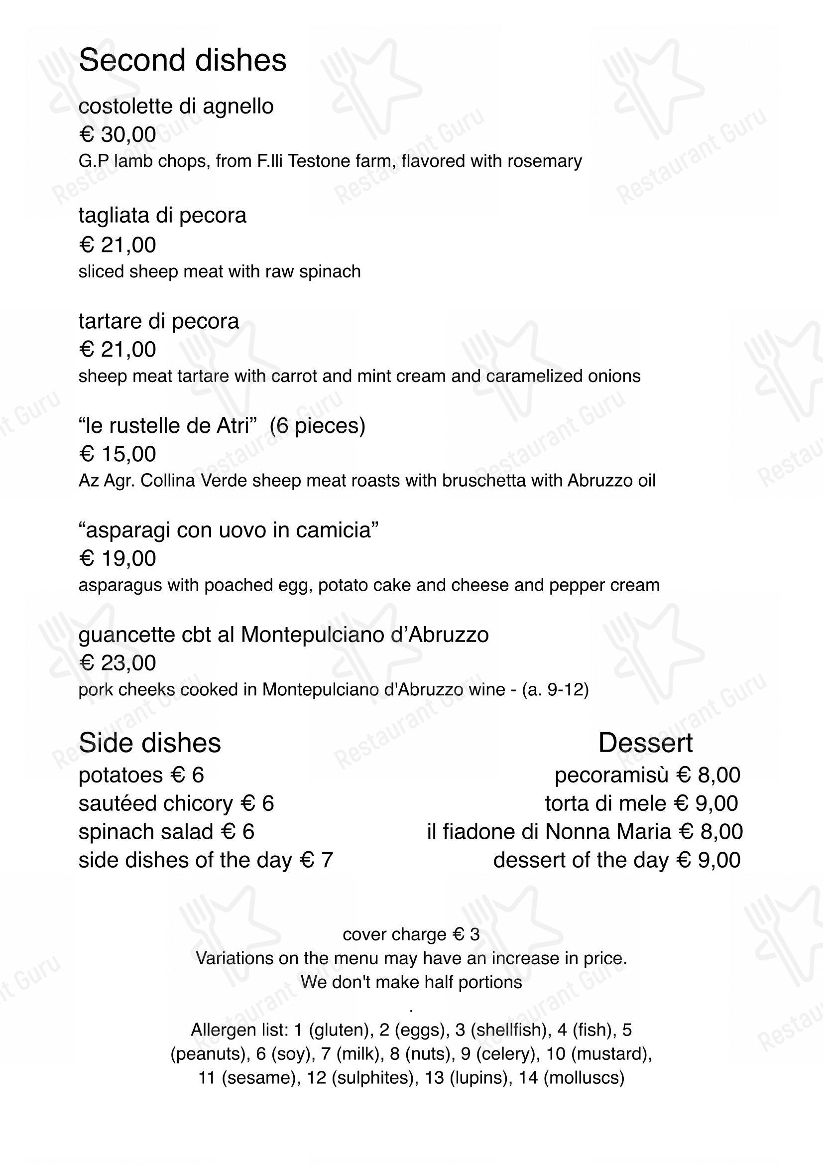 Menu di Mezzolitro • vini e cucina Ristorante abruzzese - Детское