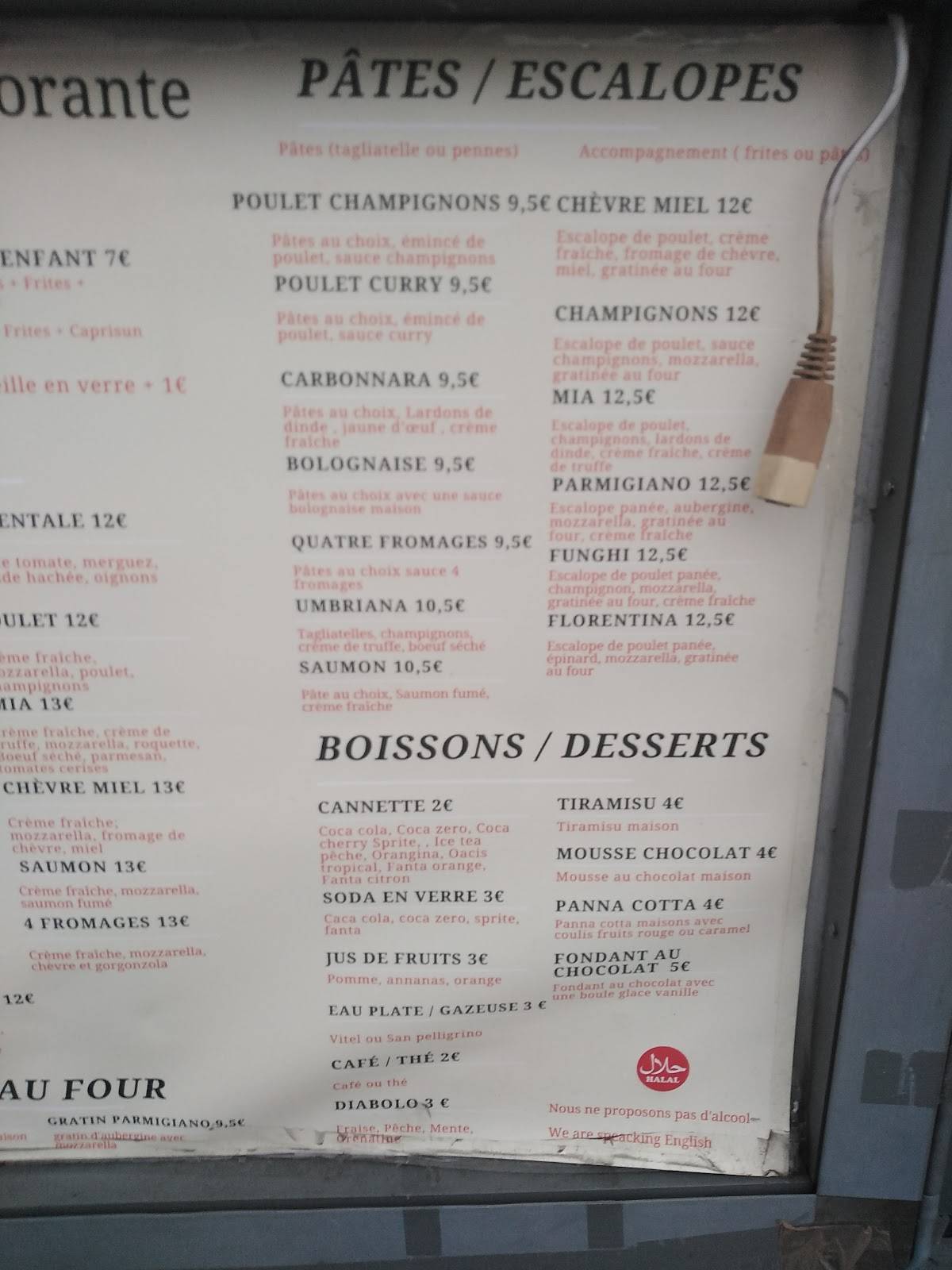 Menu de Mia Ristorante