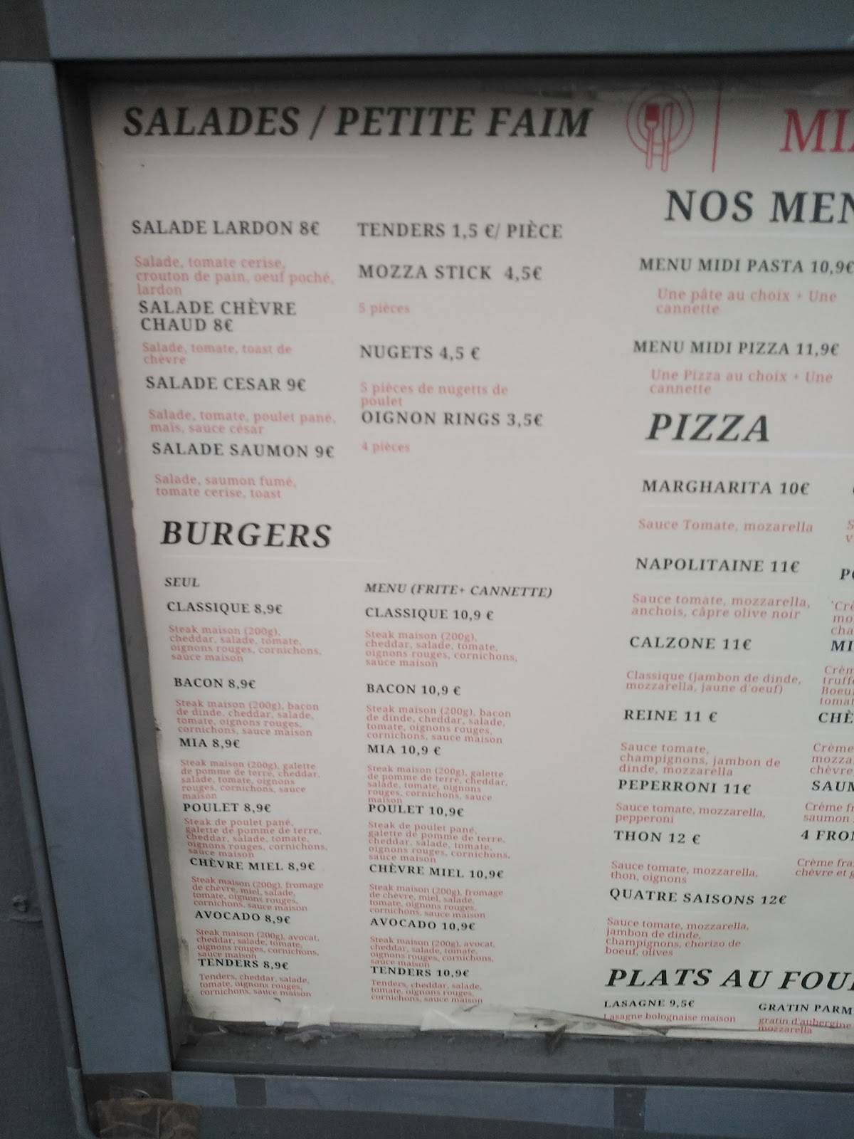 Menu de Mia Ristorante