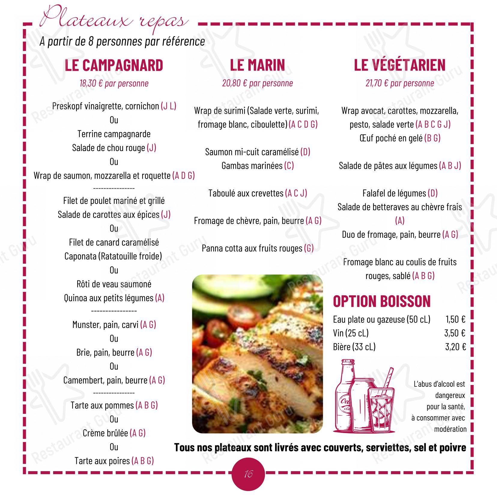 Restaurant Le Bonaventure dans Colmar - Menu bar