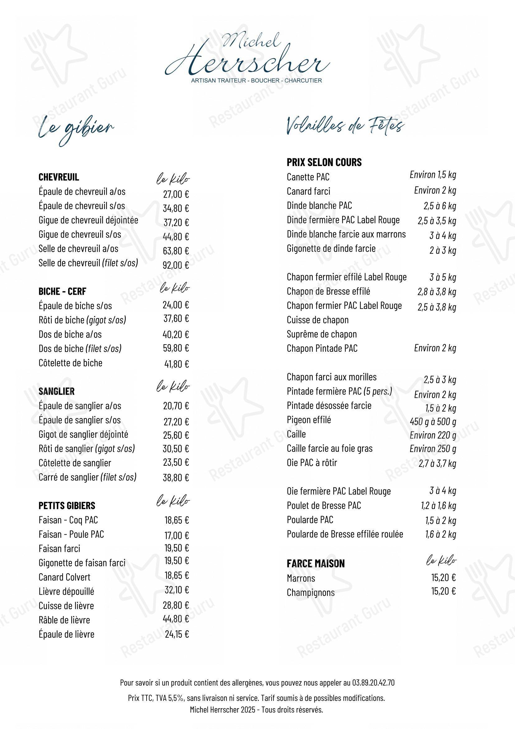 Menu pour Restaurant Le Bonaventure - Menu