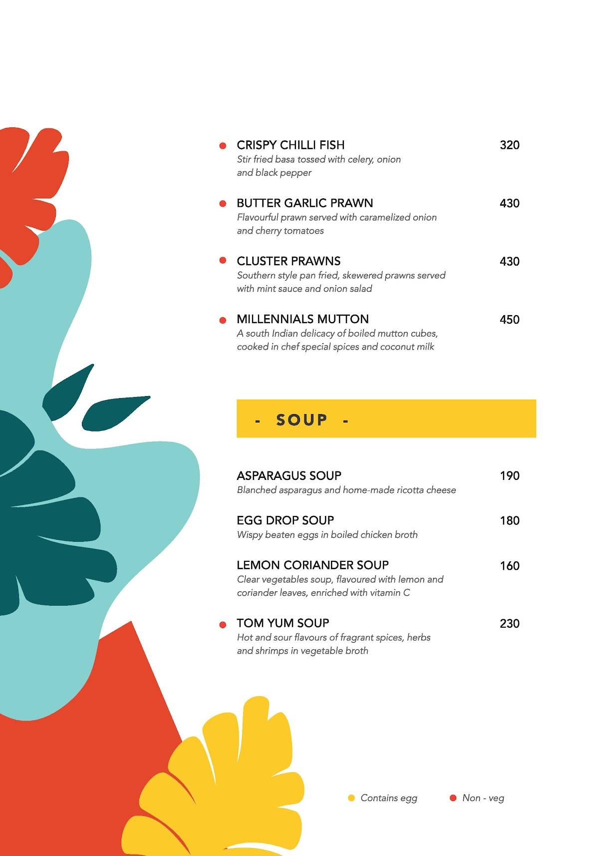 Millennials menu