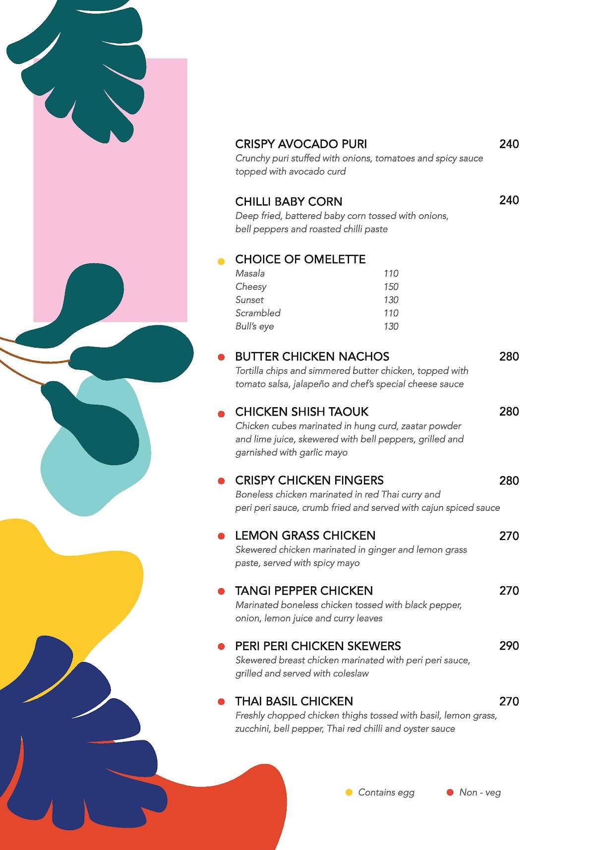Millennials menu