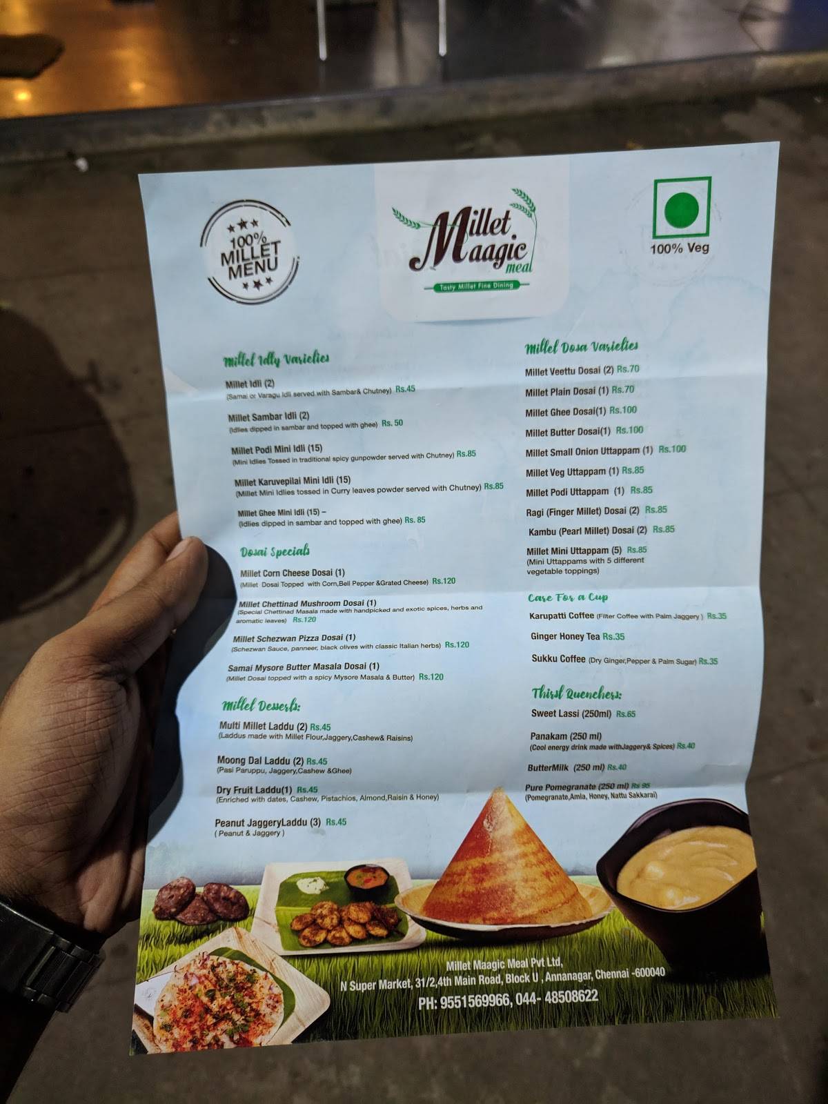 Menu at Millet Maagic Meal(Anna Nagar), Chennai, 1A
