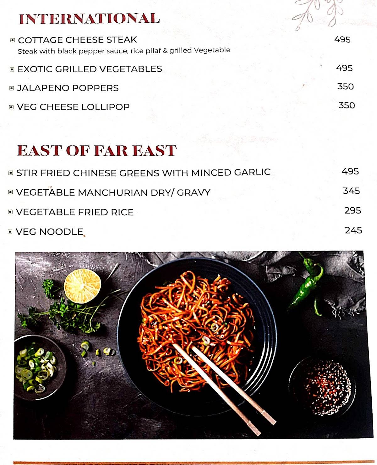 Millets Beed menu