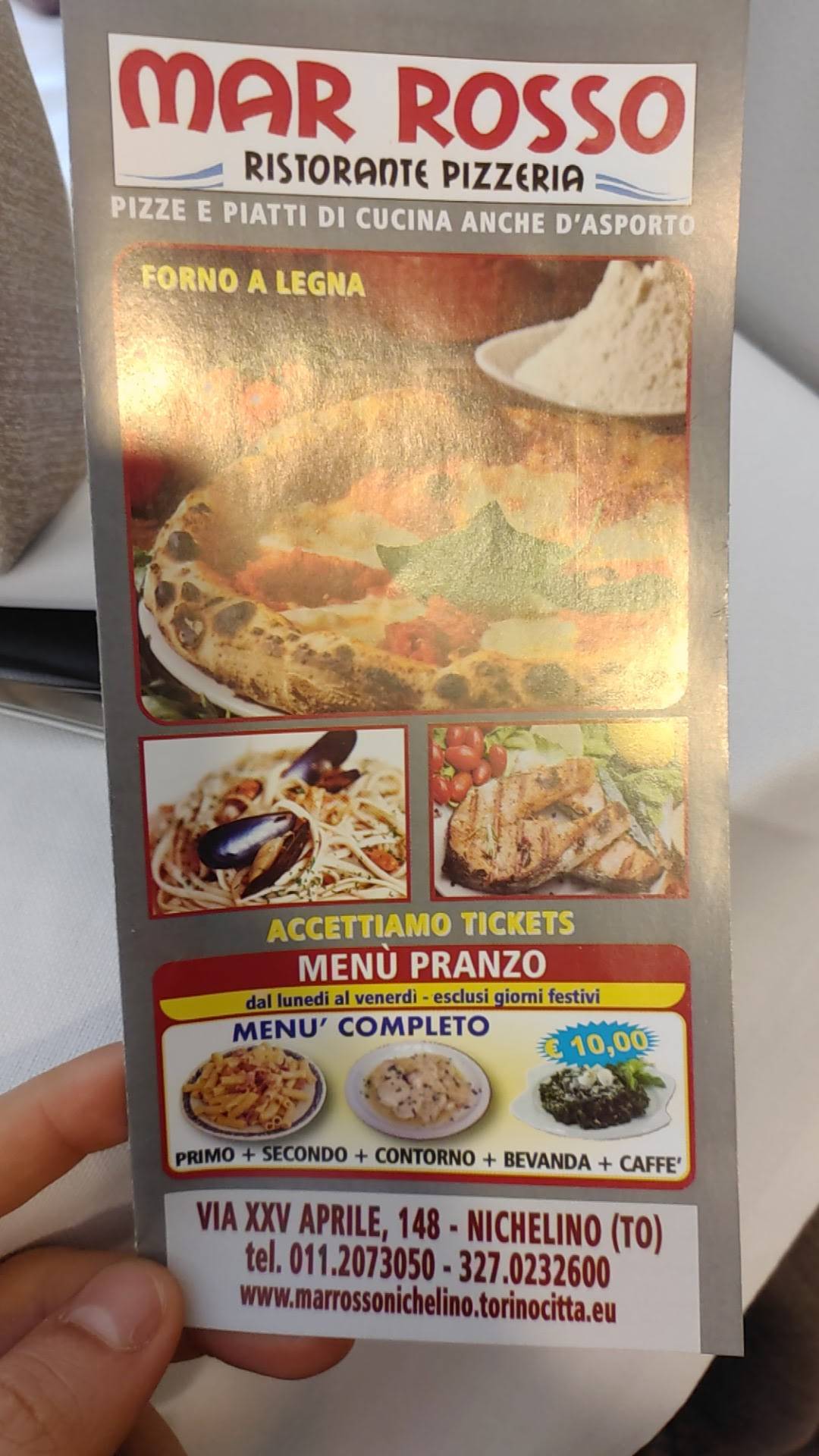 Menu di Mar Rosso - Ristorante Pizzeria 