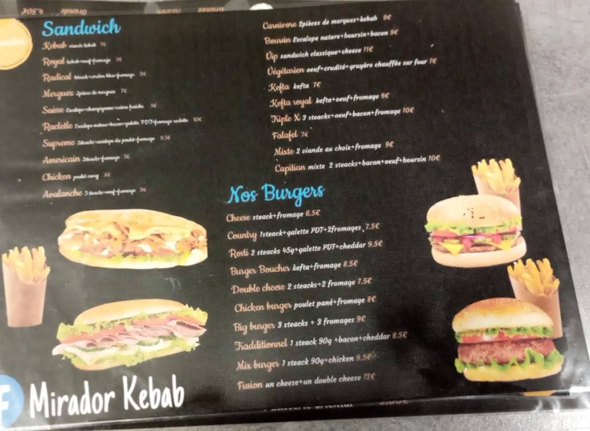 Menu de Mirador Snack Kebab