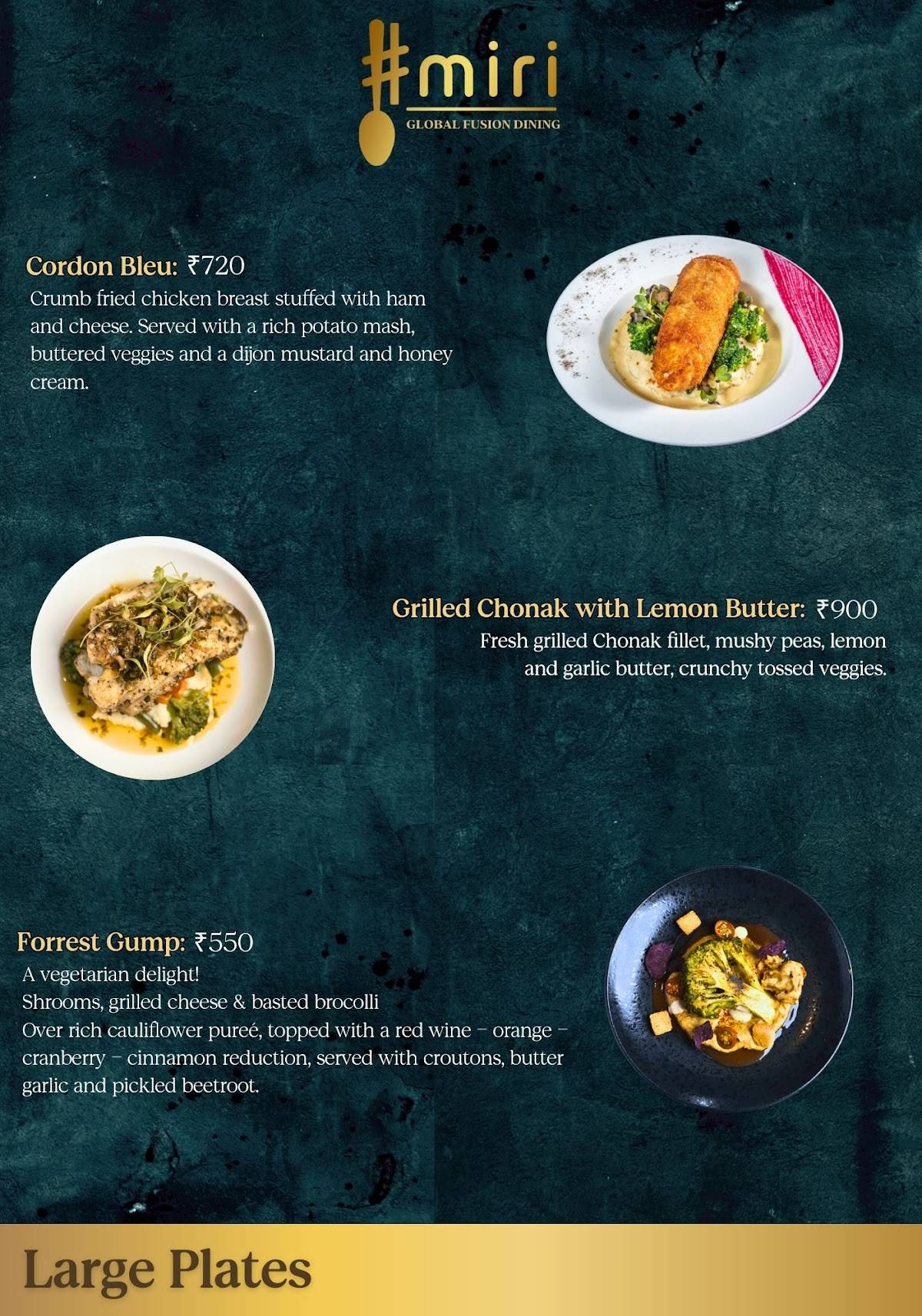 Miri Global Fusion Dining Miramar, Panjim menu