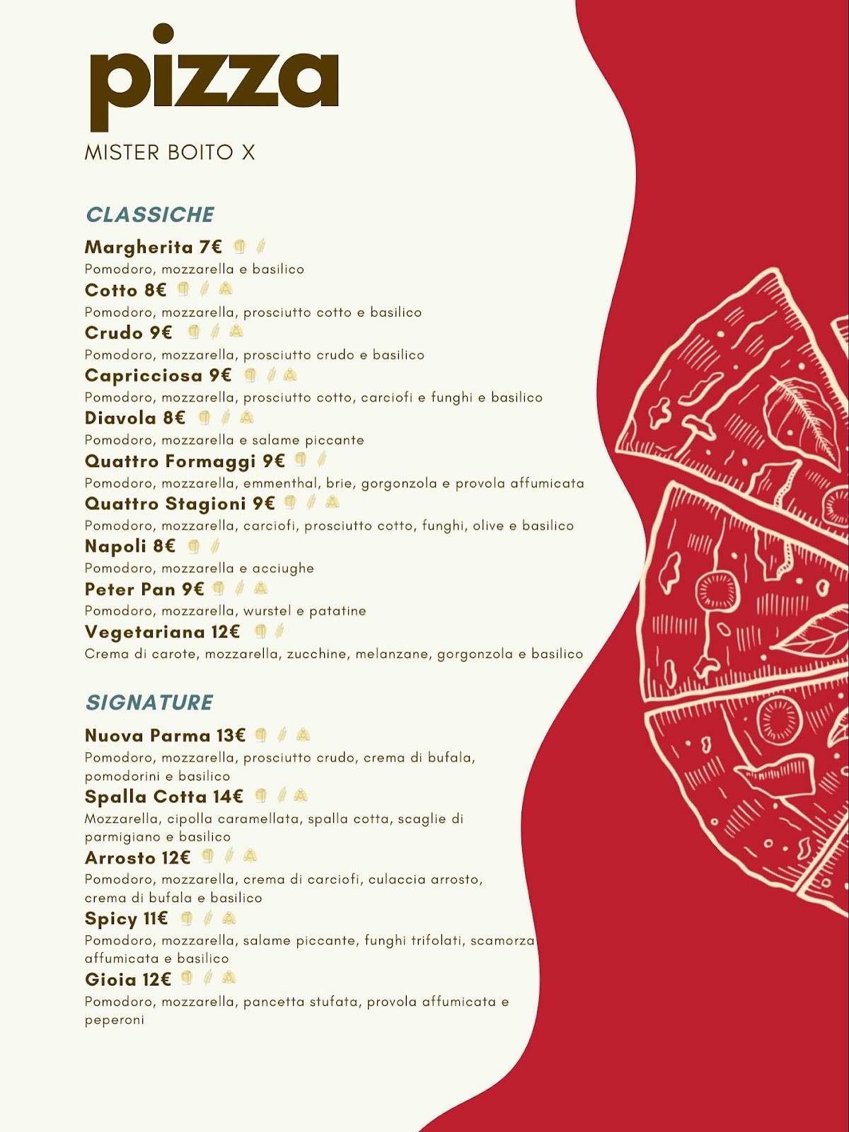 Menu di MisterBoito X Bar Parma 