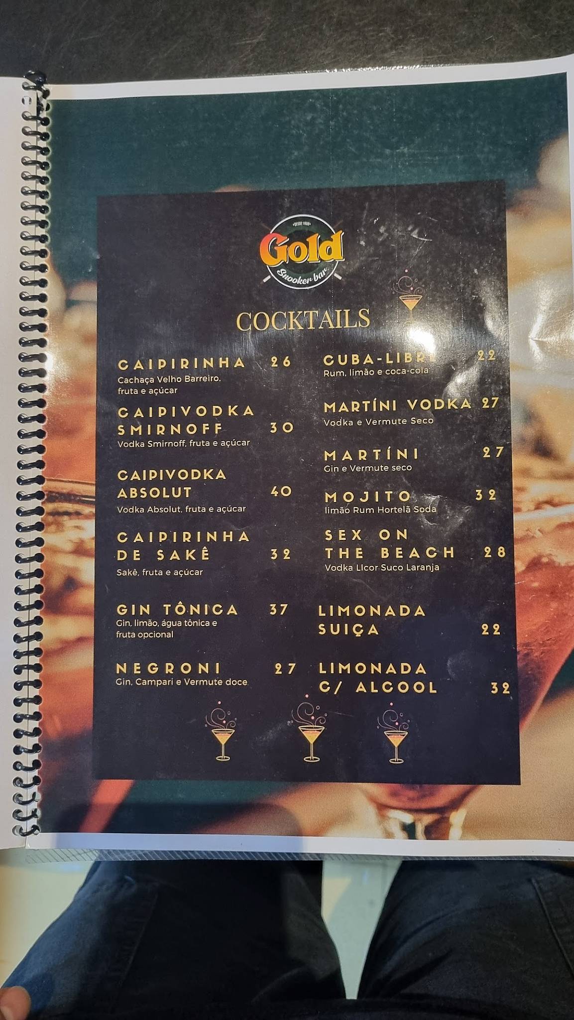 Gold Snooker Bar | Café cardápio