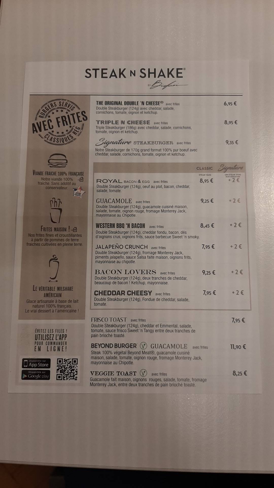 Menu at Steak ‘n Shake restaurant, MonacoVille