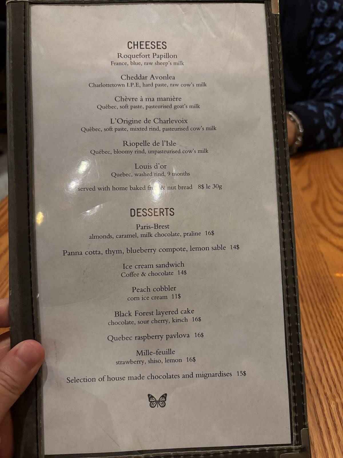 Menu de Monarque