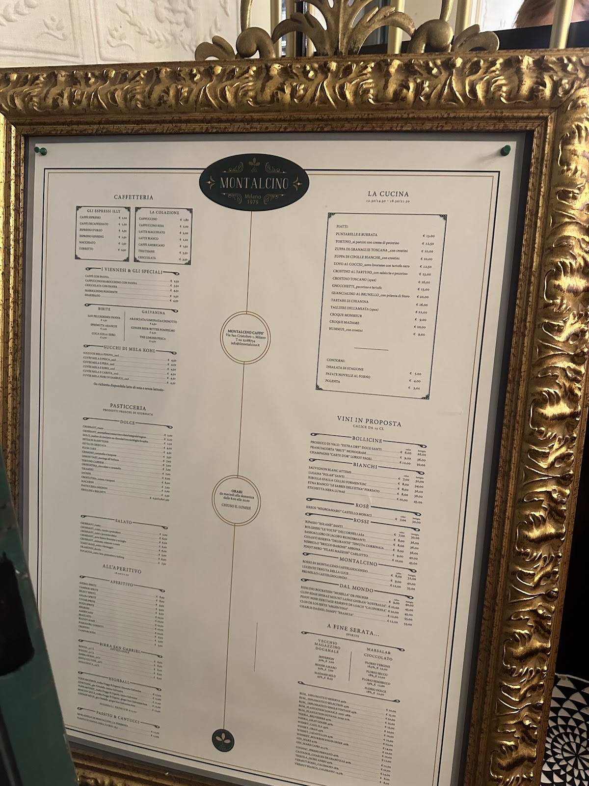 Menu di Montalcino Caffè 