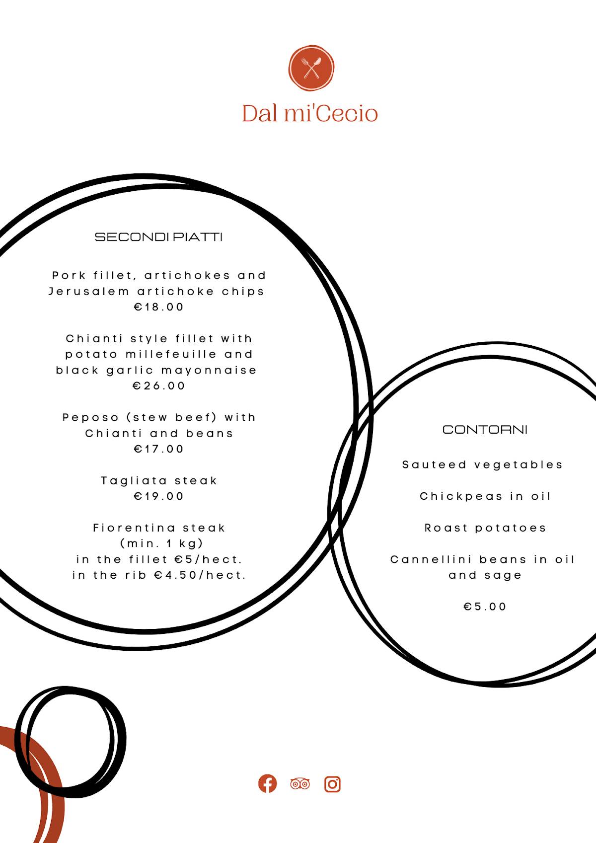 Menu di Dal Mi’Cecio 