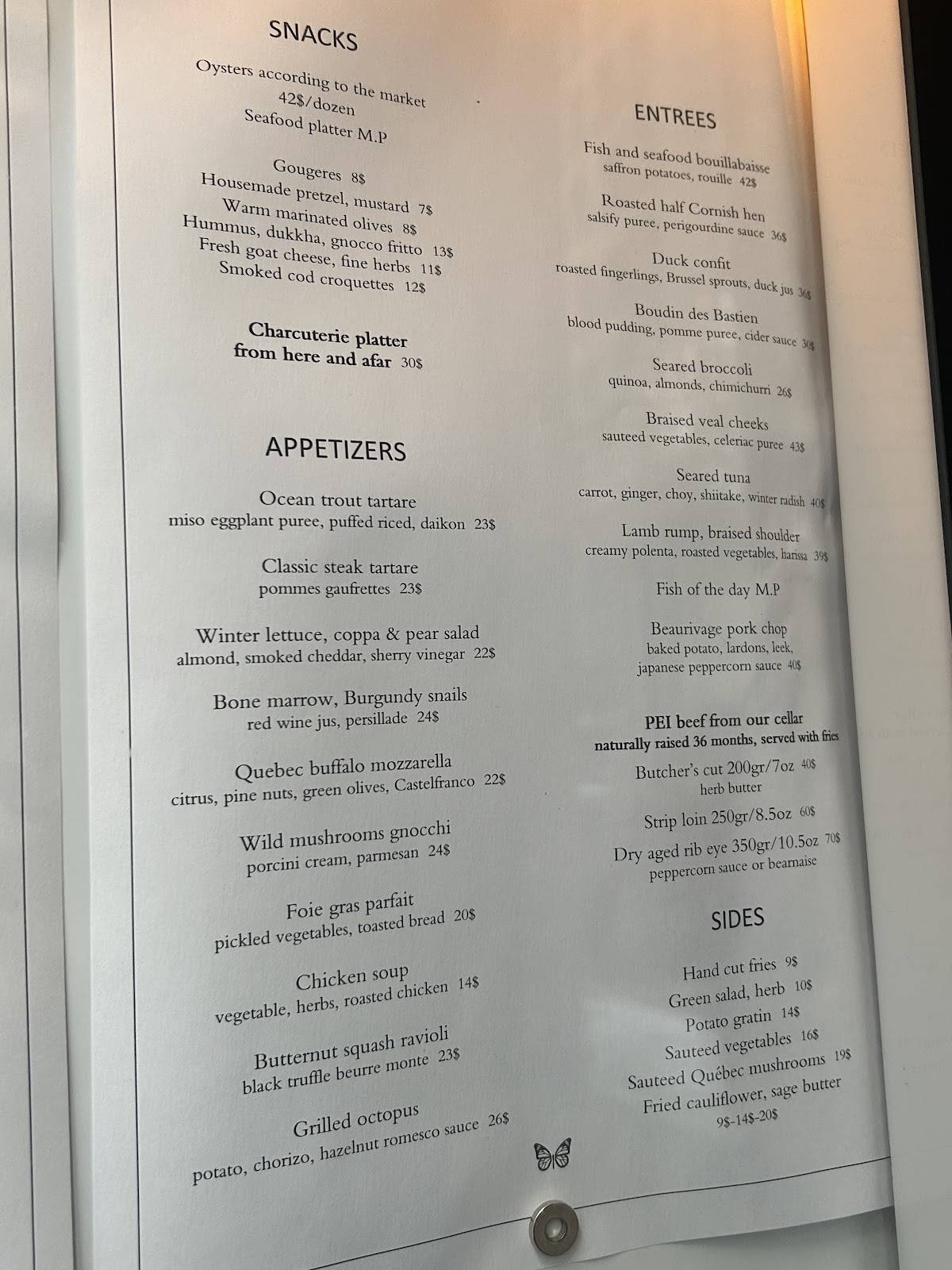 Menu de Monarque